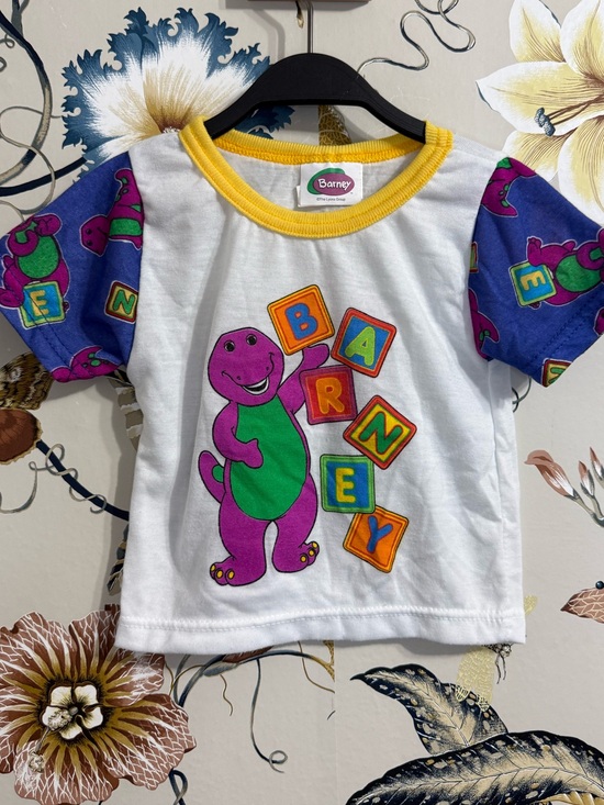 Vintage Barney Baby T shirt Pajama Shirt 18M Cartoon The Lyons Group Colorful